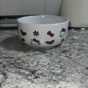 Hello Kitty White Ceramic Bowl with Red & Green Holiday Accents